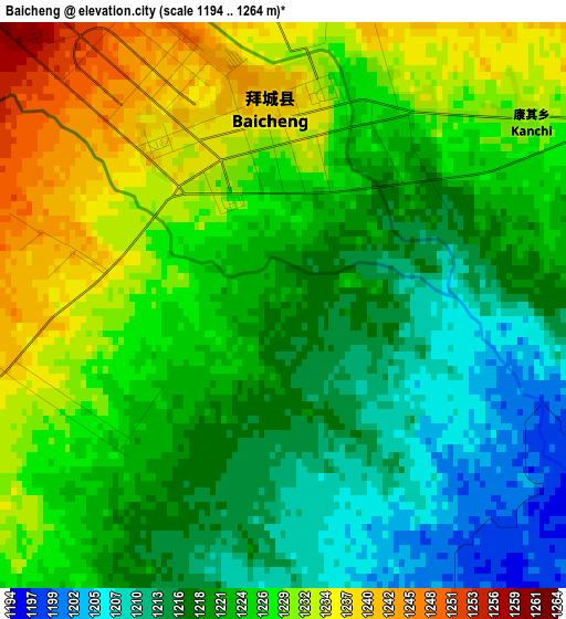 Baicheng elevation map