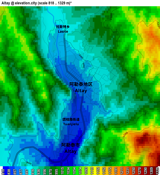 Altay elevation map