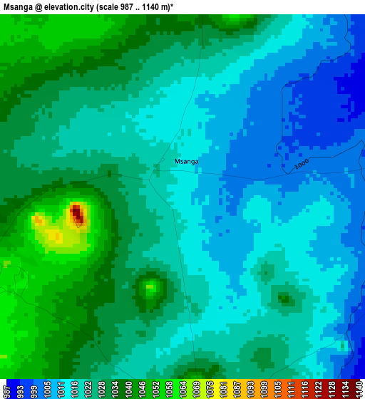 Msanga elevation map