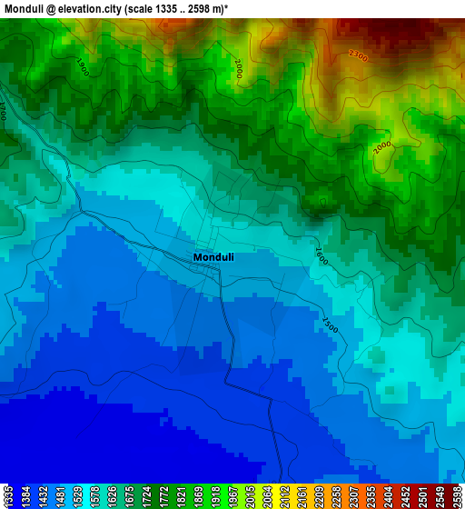 Monduli elevation map