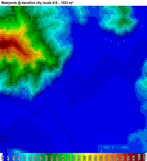 Maleyevsk elevation map