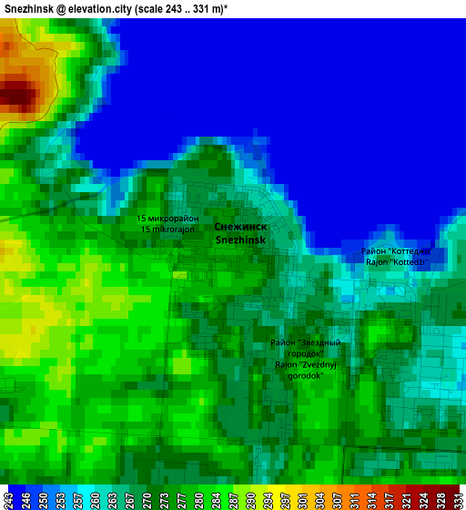 Snezhinsk elevation map