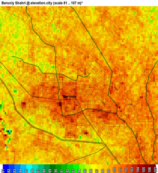 Beruniy Shahri elevation map