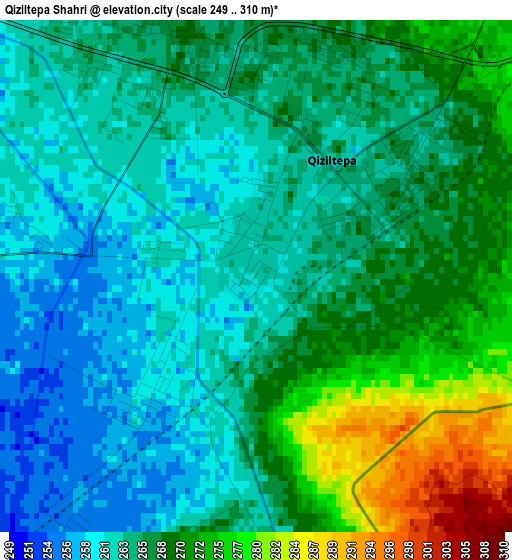 Qiziltepa Shahri elevation map