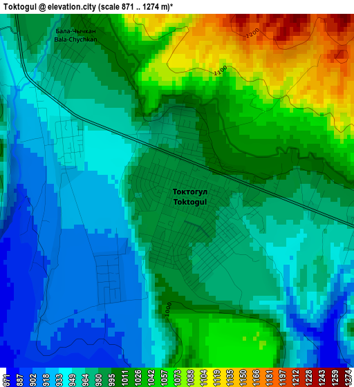 Toktogul elevation map