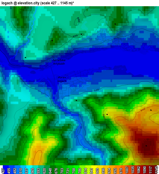 Iogach elevation map