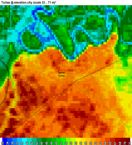 Turtas elevation map