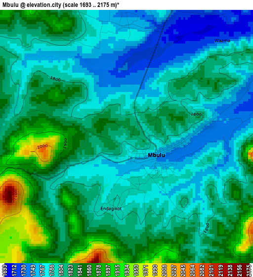 Mbulu elevation map