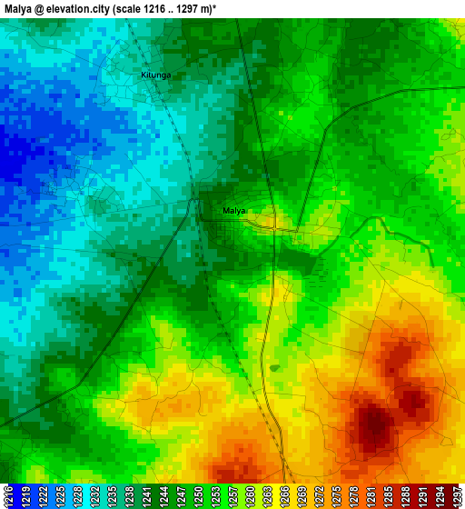 Malya elevation map