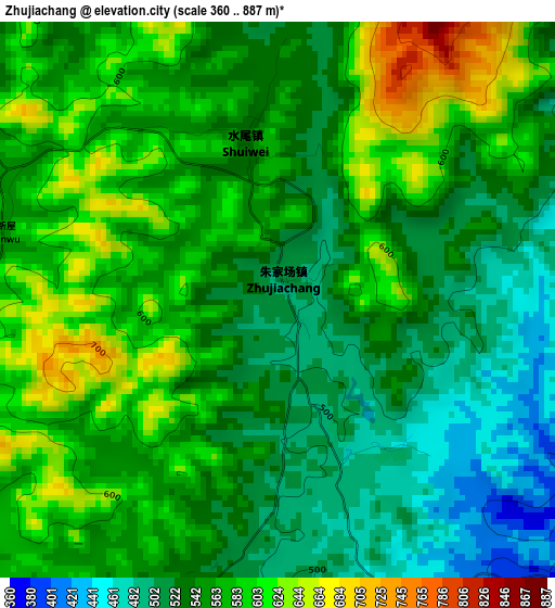 Zhujiachang elevation map