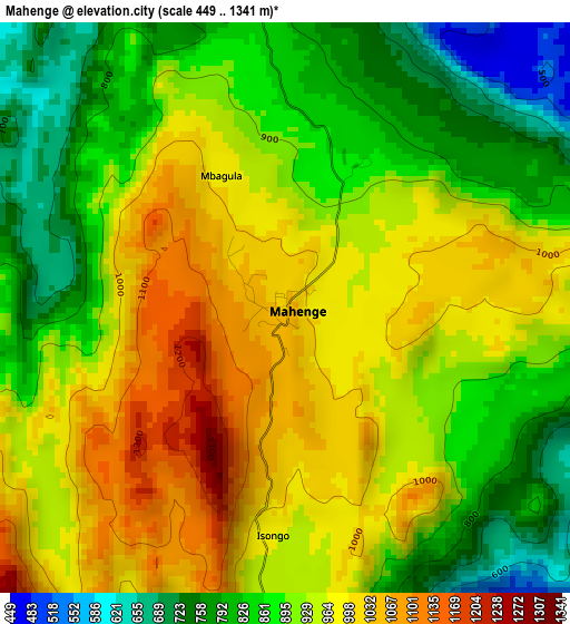 Mahenge elevation map