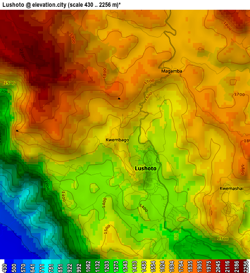 Lushoto elevation map