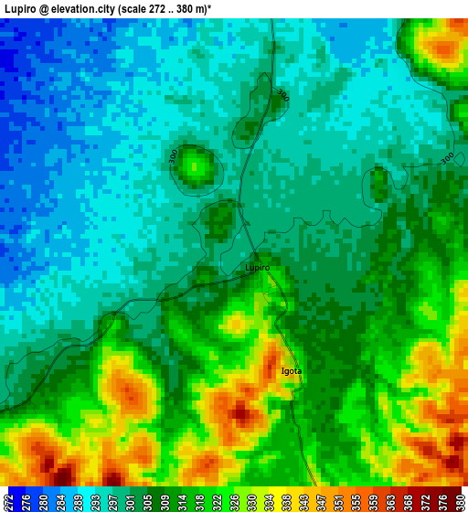 Lupiro elevation map