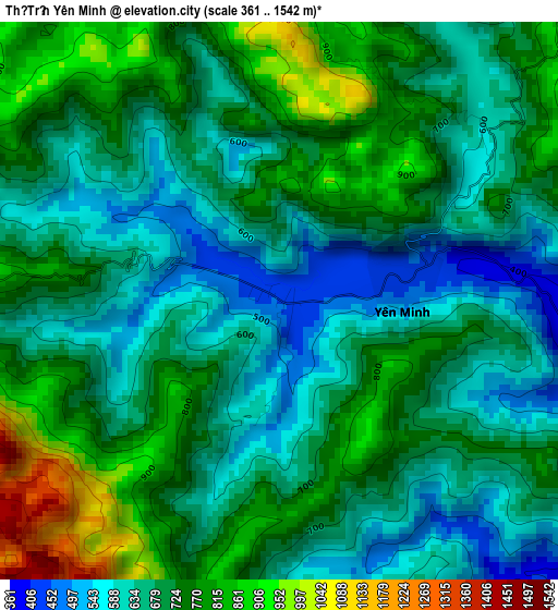 Thị Trấn Yên Minh elevation map