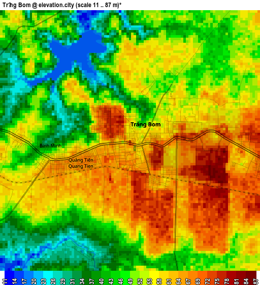 Trảng Bom elevation map