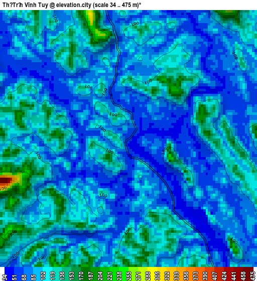 Thị Trấn Vĩnh Tuy elevation map