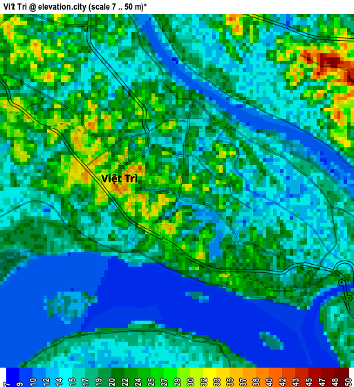 Việt Trì elevation map