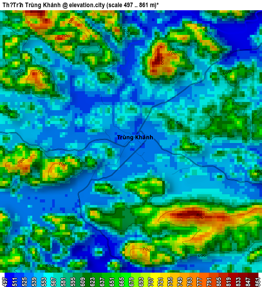 Thị Trấn Trùng Khánh elevation map