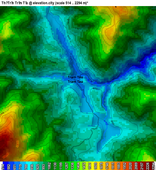 Thị Trấn Trạm Tấu elevation map