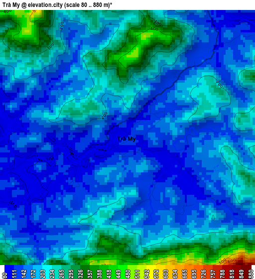 Trà My elevation map