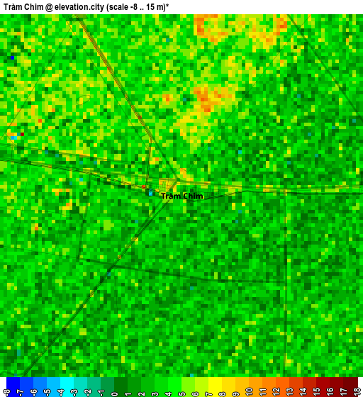 Tràm Chim elevation map