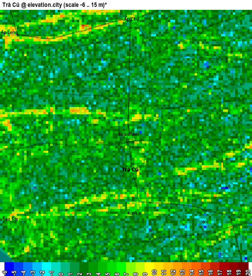 Trà Cú elevation map