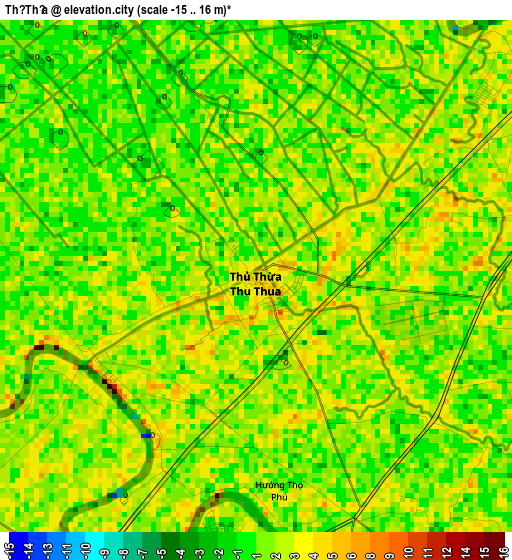 Thủ Thừa elevation map