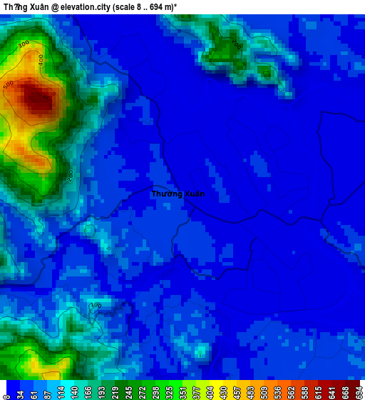 Thường Xuân elevation map