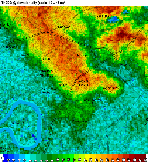 Thủ Đức elevation map