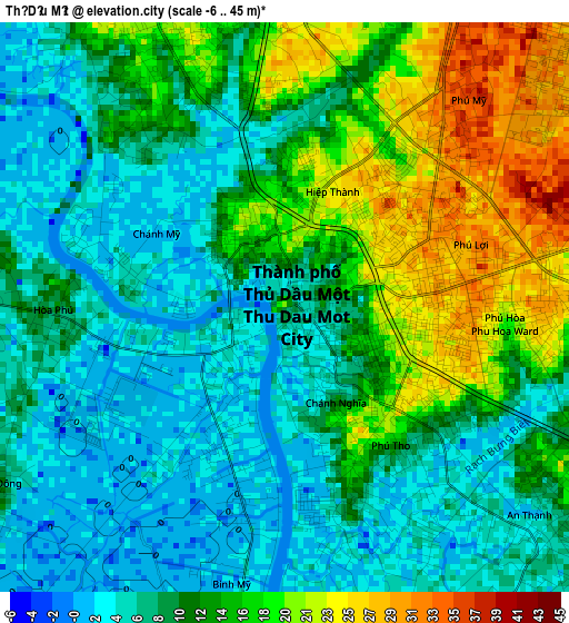 Thủ Dầu Một elevation map