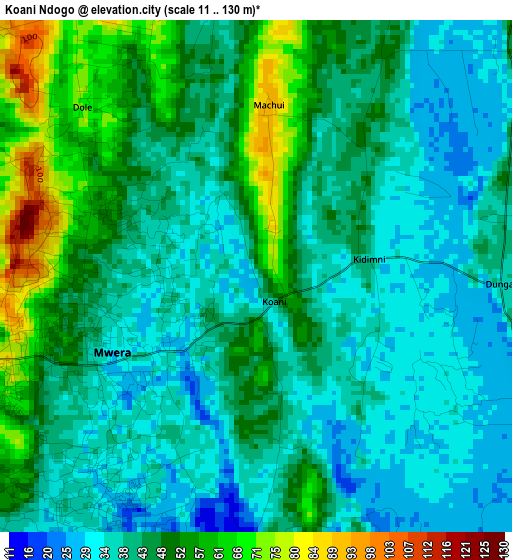 Koani Ndogo elevation map