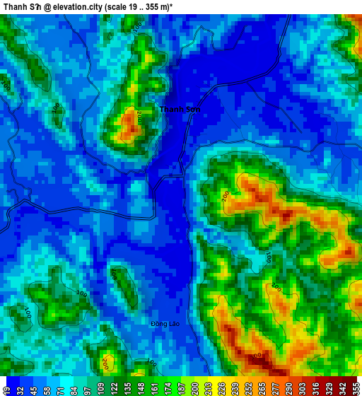 Thanh Sơn elevation map