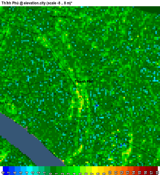 Thạnh Phú elevation map