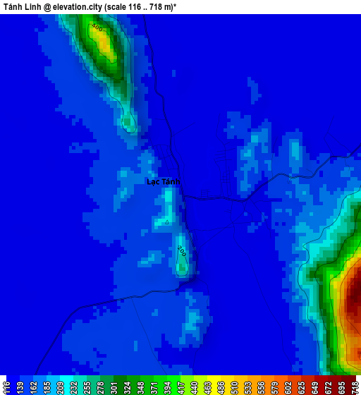 Tánh Linh elevation map