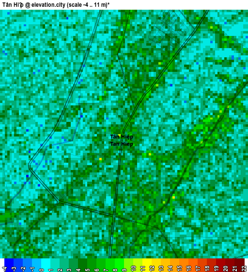 Tân Hiệp elevation map