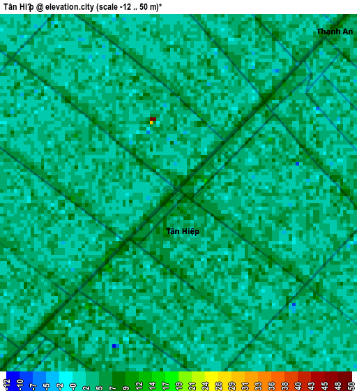 Tân Hiệp elevation map