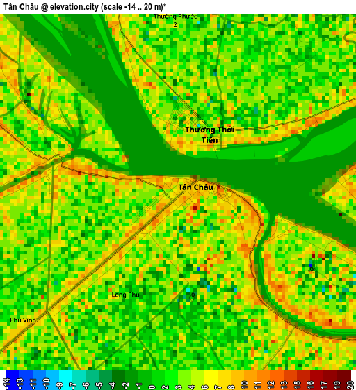 Tân Châu elevation map