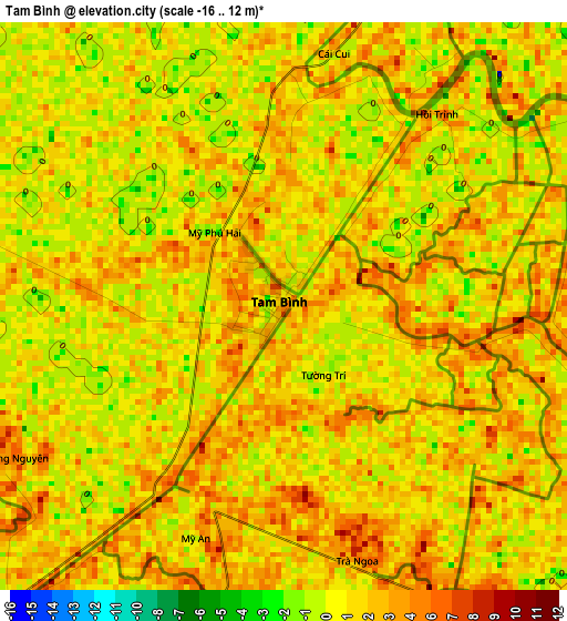 Tam Bình elevation map