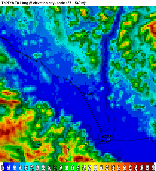 Thị Trấn Tà Lùng elevation map