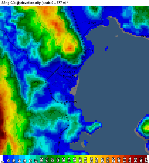 Sông Cầu elevation map