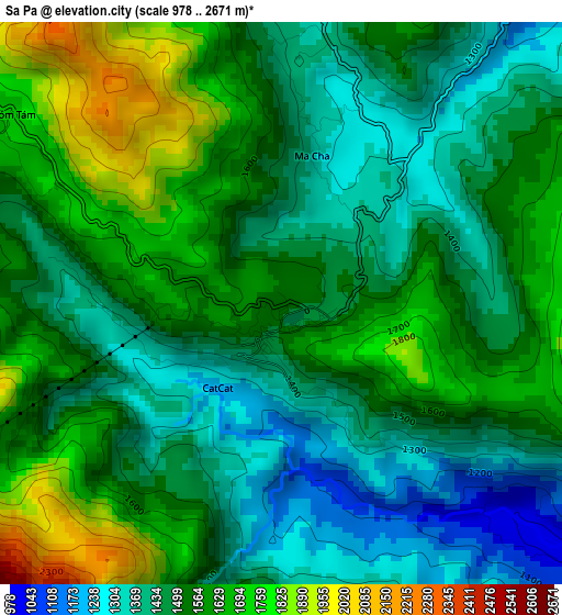 Sa Pa elevation map