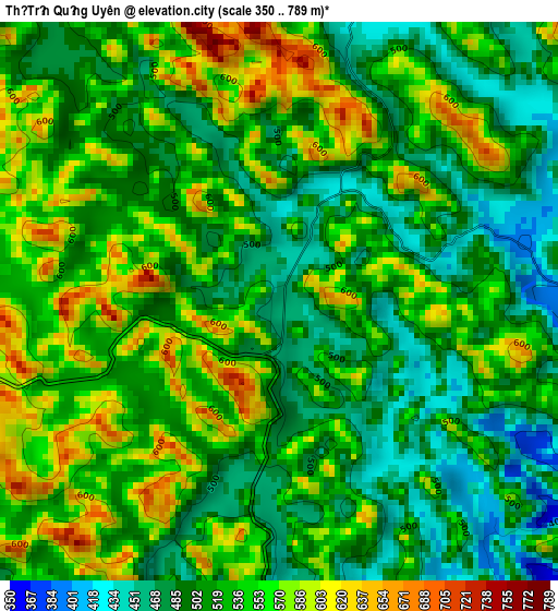 Thị Trấn Quảng Uyên elevation map