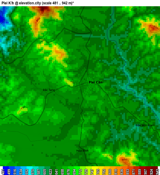 Plei Kần elevation map
