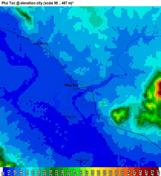 Phú Túc elevation map