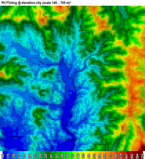 Phủ Thông elevation map