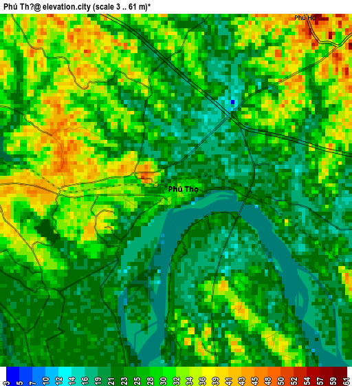 Phú Thọ elevation map