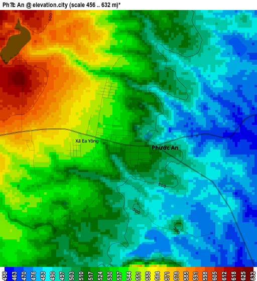 Phước An elevation map