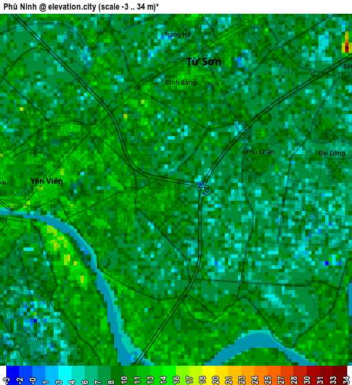 Phù Ninh elevation map