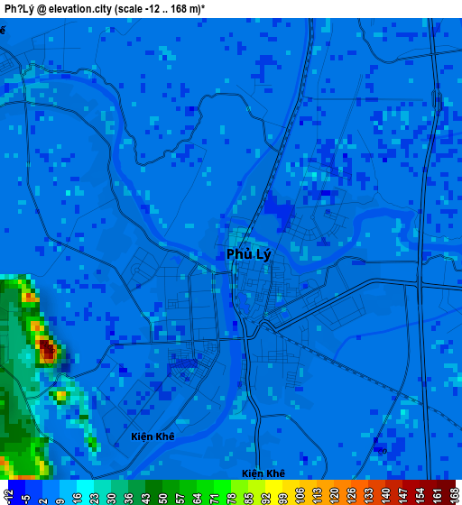 Phủ Lý elevation map