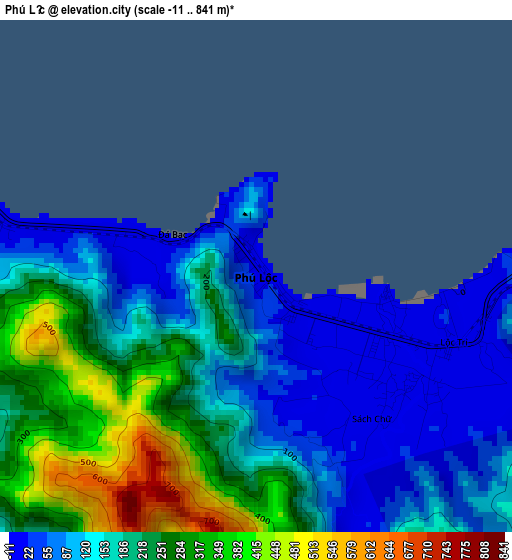 Phú Lộc elevation map